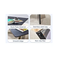 Black Marble Table w/ 4 Pu Chairs