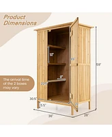 5 × 3 Feet Outdoor Storage Cabinet with Asphalt Roof and 3 Shelves