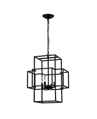 Matte Black 4-Light Adjustable Pendant Light for Dining Room, Farmhouse Style
