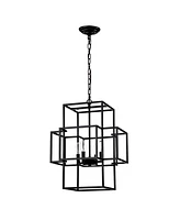 Matte Black 4-Light Adjustable Pendant Light for Dining Room, Farmhouse Style