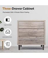 Modern Dresser with 3 Drawers: Nightstand Storage Cabinet for Bedroom
