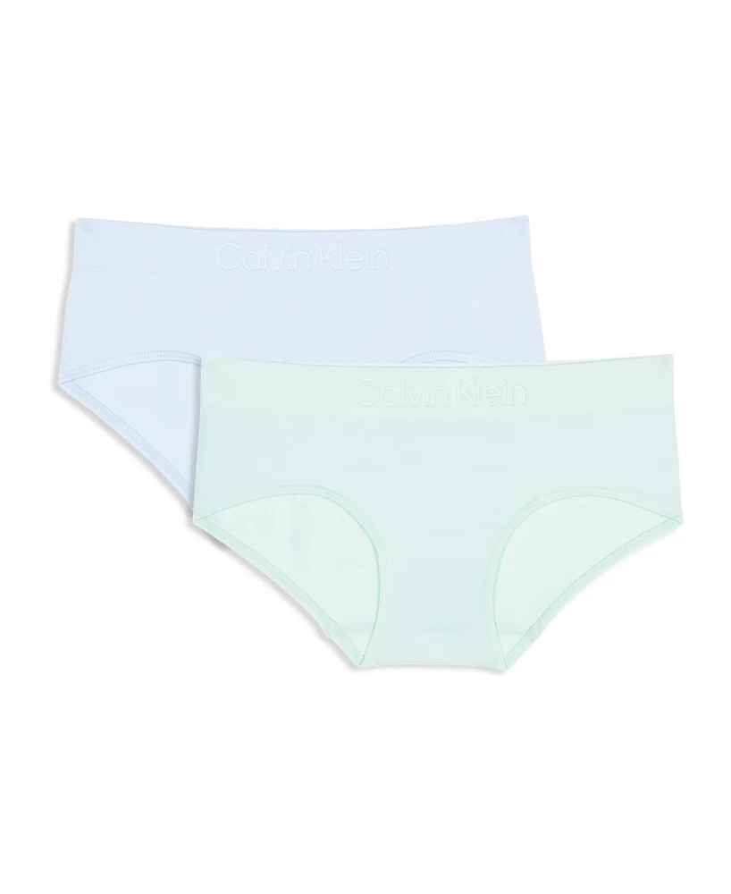 Calvin Klein Big Girls Seamless Embossed Hipster Underwear, Pack of 2