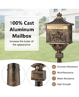 Retro Cast Aluminum Mailbox Security Postal Letter Box with Baffle Door