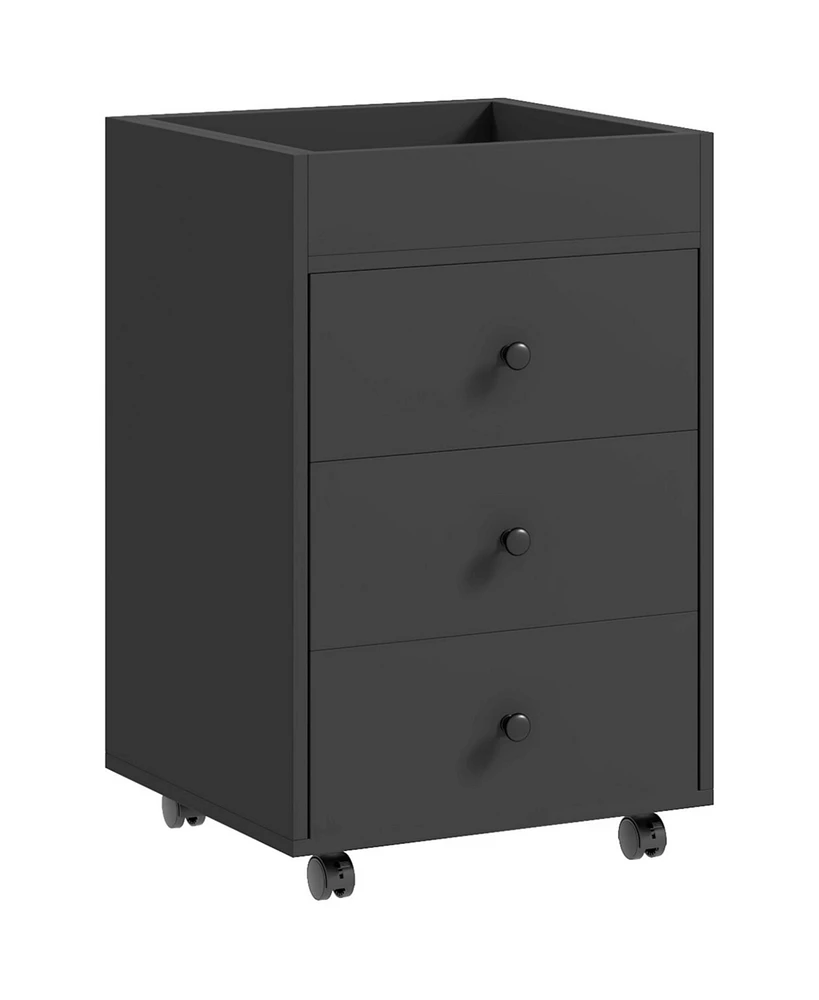 3 Drawer Home Office Storage Cabinet, Office Drawer on Wheels with Removable Tray, Under Desk Printer Stand with Storage