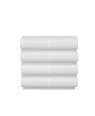 8 Drawer Dresser for Bedroom, White Dresser No Handle, Modern 8 Chest of Drawers with Wide Storage