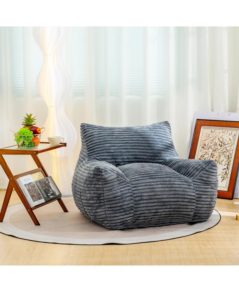 Comfy Bean Bag Chair, Armrests, Oversized Lazy Floor Sofa