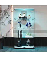 Led Glass Display Cabinet with 4 Shelves and Door, 64.7" x 31.7" x 14.3