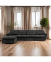 5-seat Convertible Black L-shaped Sectional Sofa with Reversible Chaise, Armless, Indoor