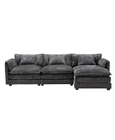 Modern Large boucle Fabric L-Shape Sectional Chenille fabric, movable pedals, detachable armrests