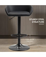 Streamdale Furniture Adjustable Bar Stools, Swivel Counter Height Barstools with Footrest and Back, Pu Leather and Steel Round Base, for Kitchen Count