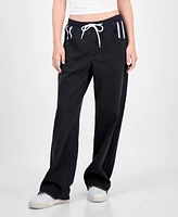 Tinseltown Juniors' Mixed Media Denim Sweatpants