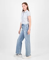 Tinseltown Juniors' High-Rise Slim Wide-Leg Jeans