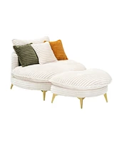 65.00 inches long, Corduroy Sofa Fabric, with three matching pillows and two spacious and comfortable seats, for Apartment Office Living Room -Beige