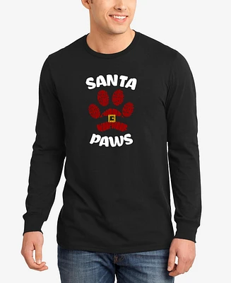 La Pop Art Men's Santa Paws Word Long Sleeve T-Shirt