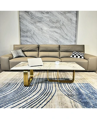 Modern Coffee Table - Sintered Stone Top, Gold Frame