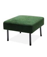 Modern 3-Seater Sofa with Ottoman, Green Velvet Fabric