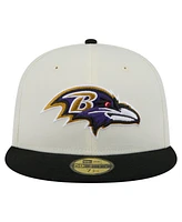 New Era Men's White/Black Baltimore Ravens Main 59FIFTY Fitted Hat