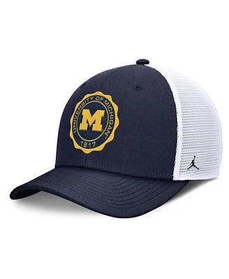 Jordan Men's Navy/White Michigan Wolverines Rise Trucker Adjustable Hat