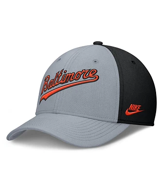 Nike Men's Gray/Black Baltimore Orioles Rise Swoosh Performance Flex Hat