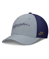Nike Men's Gray/Navy Milwaukee Brewers Rise Swoosh Performance Flex Hat
