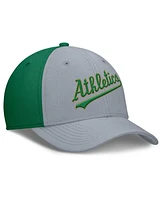 Nike Men's Gray/Green Athletics Rise Swoosh Performance Flex Hat