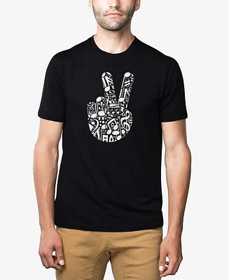 La Pop Art Men's Peace Finger Notes Premium Blend Word T-Shirt