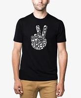 La Pop Art Men's Peace Finger Notes Premium Blend Word T-Shirt