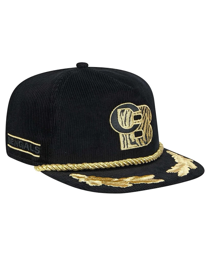New Era Men's Black Cincinnati Bengals City Originals Corduroy Skipper Golfer Snapback Hat