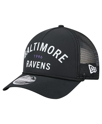 New Era Men's Black Baltimore Ravens Active Minimalist M-Crown A-Frame 9FORTY Adjustable Hat