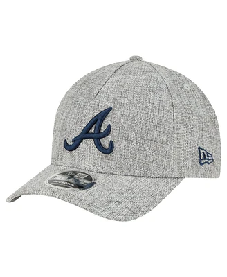 New Era Men's Gray Atlanta Braves Cotton Weave M-Crown A-Frame 9FORTY Adjustable Hat