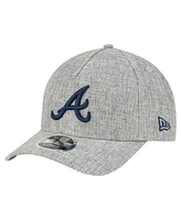 New Era Men's Gray Atlanta Braves Cotton Weave M-Crown A-Frame 9FORTY Adjustable Hat