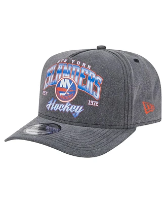 New Era Men's Charcoal New York Islanders Throwback Washed A-Frame Pre-Curved 9FIFTY Snapback Hat