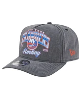 New Era Men's Charcoal New York Islanders Throwback Washed A-Frame Pre-Curved 9FIFTY Snapback Hat