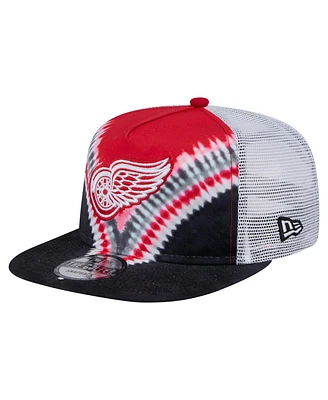 New Era Men's Black/Red Detroit Red Wings Throwback V-Dye Adjustable Golfer Hat