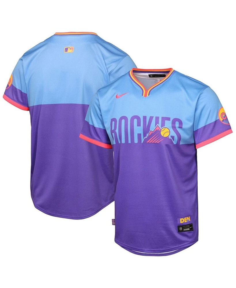 Nike Big Boys and Girls Purple/Light Blue Colorado Rockies 2025 City Connect Limited Jersey
