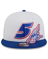 New Era Men's White/Blue Kyle Larson 9FIFTY Snapback Hat