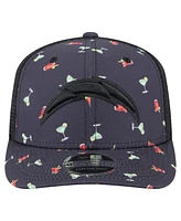 New Era Men's Navy/Black Los Angeles Chargers Adventure Drinks Pattern 9SEVENTY Stretch Snap Hat