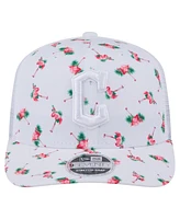 New Era Men's White Cleveland Guardians Flamingo Mesh Back 9SEVENTY Stretch-Snap Hat