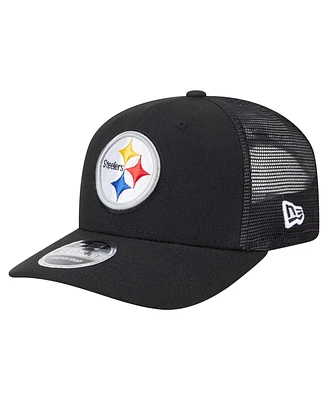 New Era Men's Black Pittsburgh Steelers Main Trucker 9SEVENTY Stretch snap Hat
