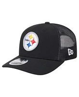 New Era Men's Black Pittsburgh Steelers Main Trucker 9SEVENTY Stretch snap Hat