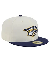 New Era Men's Cream Nashville Predators Chrome Two-Toned 59FIFTY Fitted Hat