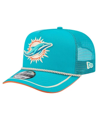 New Era Men's Aqua Miami Dolphins Vintage Team Rope A-Frame Trucker 9FIFTY Snapback Hat