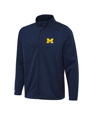 Antigua Men's Navy Michigan Wolverines Links 2 Full-Zip Golf Jacket