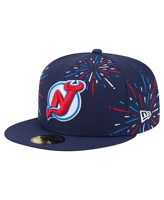 New Era Men's Navy Jersey Devils Americana Fireworks 59FIFTY Fitted Hat