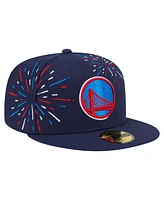 New Era Men's Navy Golden State Warriors Americana Fireworks 59FIFTY Fitted Hat