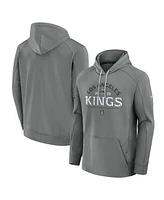 Fanatics Men's Gray Los Angeles Kings 2025 Stanley Cup Playoffs Authentic Pro Rink Fly Fleece Pullover Hoodie