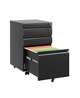 Fully Assembled 3-Drawer Filing Cabinet with Secure Interlock System and Ample Storage