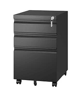 Fully Assembled 3-Drawer Filing Cabinet with Secure Interlock System and Ample Storage