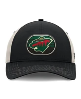 Fanatics Men's Black/Gray Minnesota Wild 2025 Stanley Cup Playoffs Locker Room Trucker Adjustable Hat