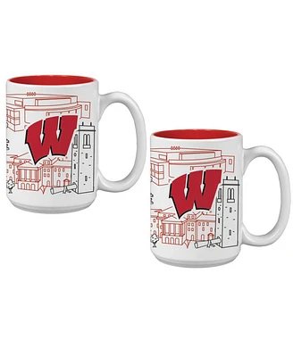 Indigo Falls Wisconsin Badgers 15oz. Campus Line Art Coffee Mug 2-Pack